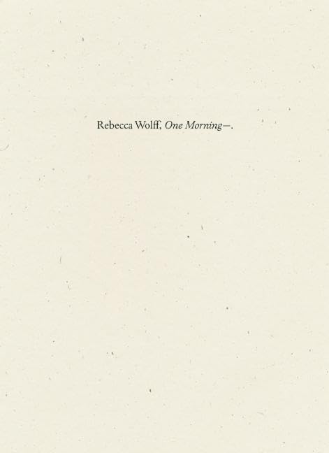 One Morning-- book cover