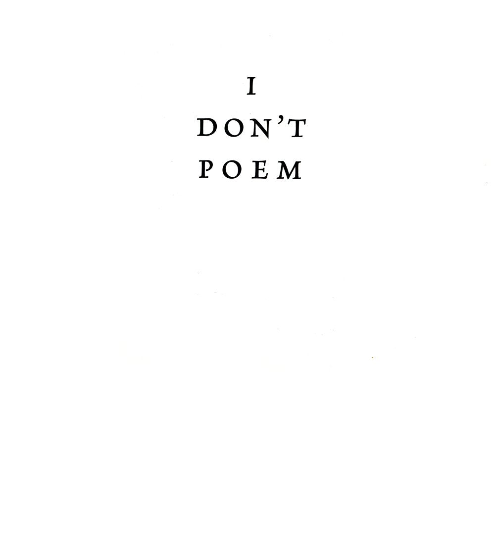 I Don't Poem book cover