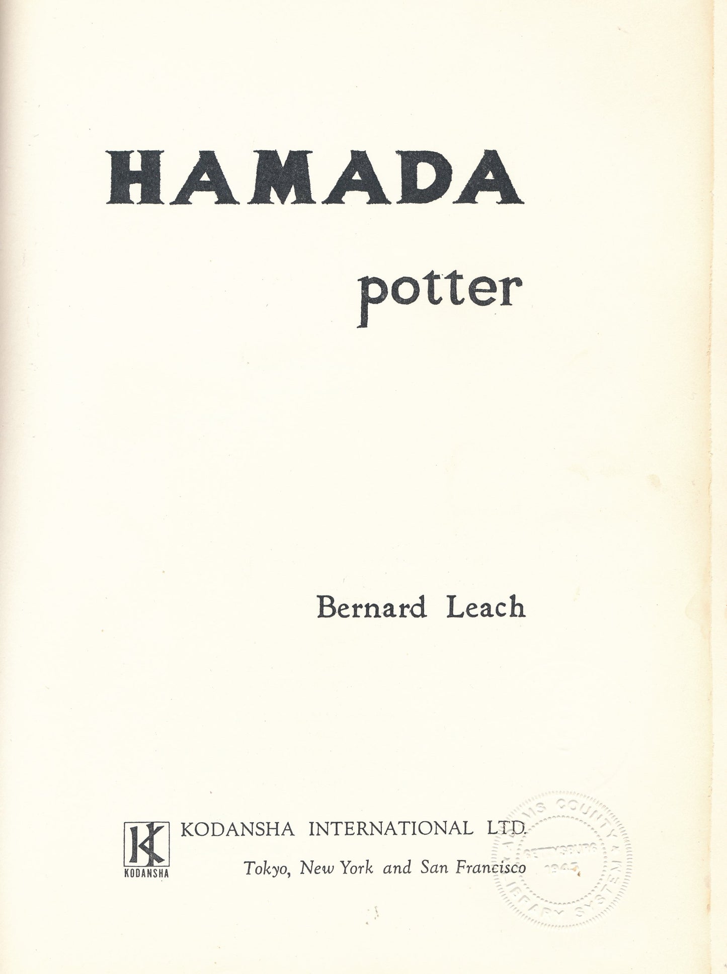 Hamada Potter book cover