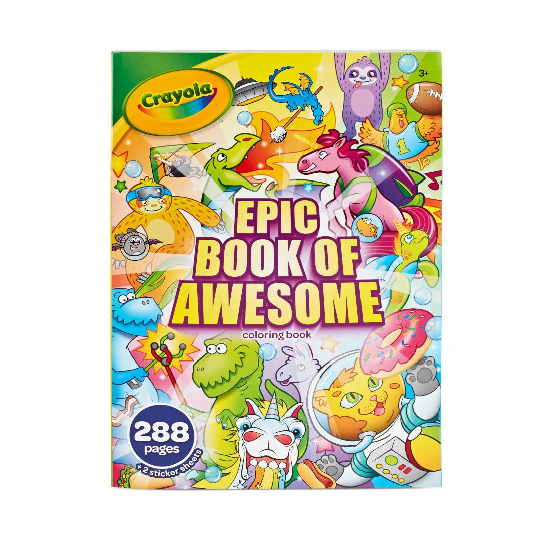 Crayola Epic Book of Awesome Coloring Book (288pgs), Animal Coloring Pages, Glitter Stickers, Travel Activity, Gift for Kids, Ages 3+ book cover