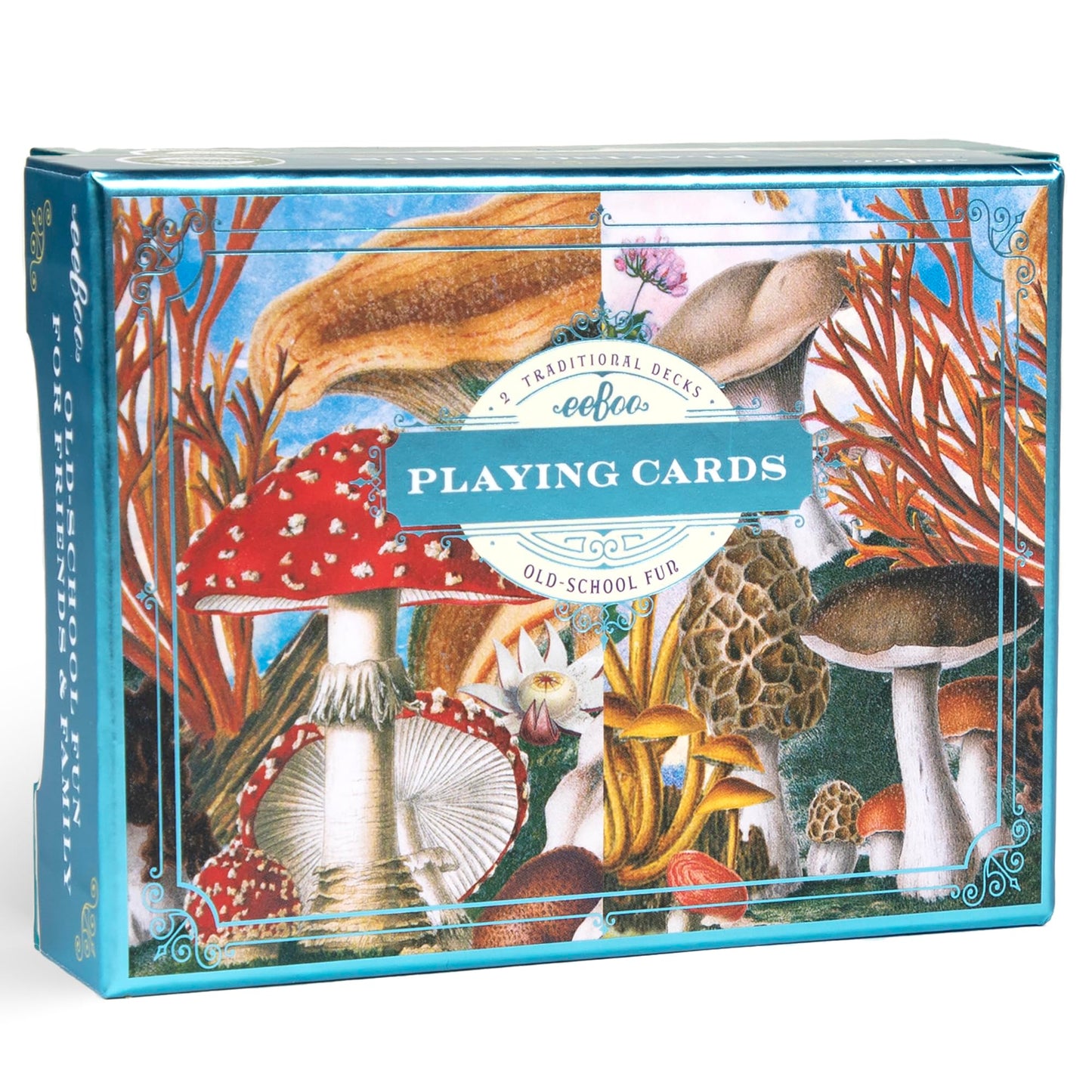 eeBoo Piece & Love: Mushroom Playing Cards - Includes 2 - 52 Card Decks, Traditional Decks with Beautiful Artwork & Gilded Edges book cover
