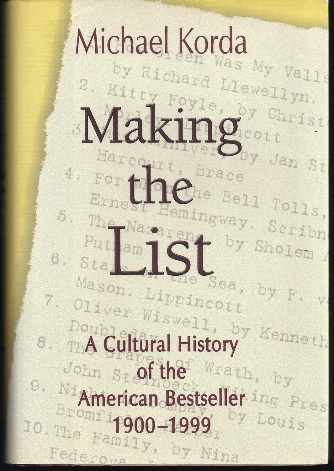 Making the List: A Cultural History of the American Bestseller, 1900-1999 book cover