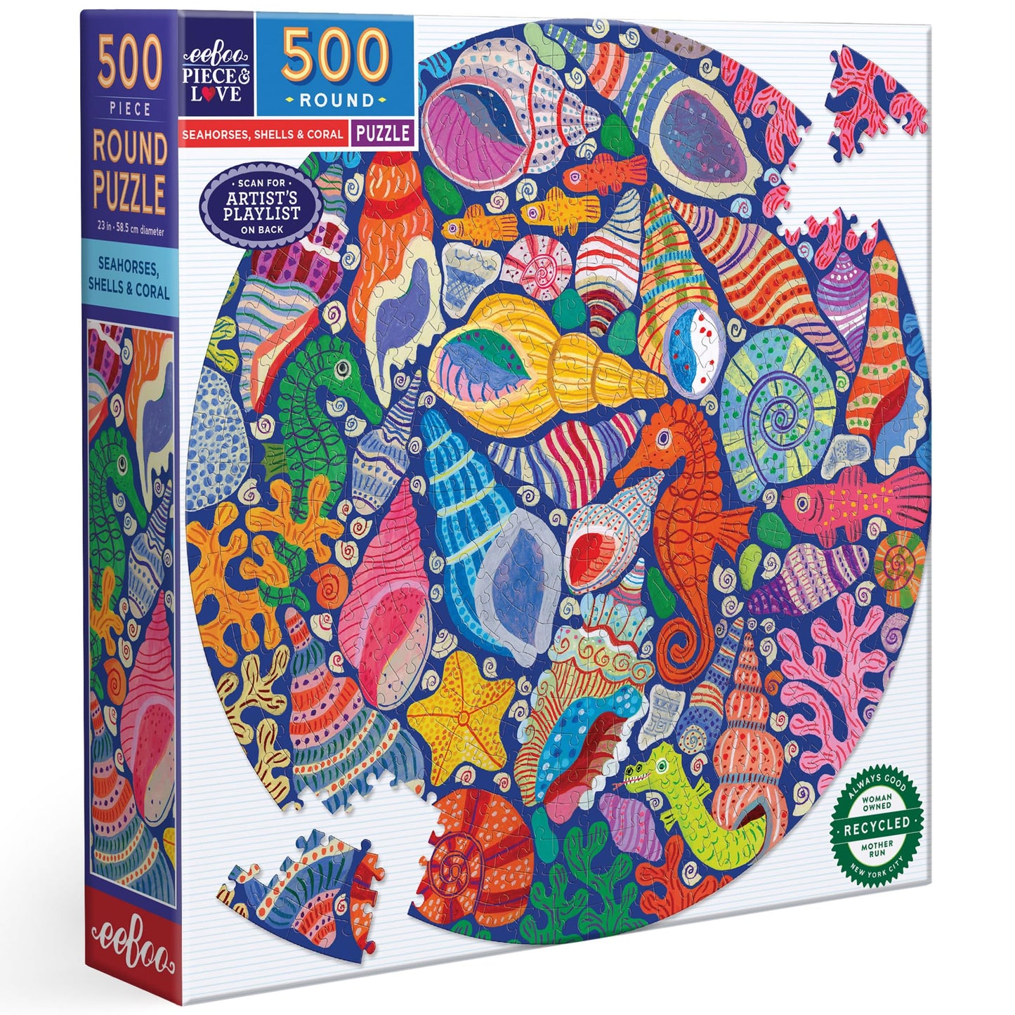 Seahorses, Shells & Coral 500 Piece Round Puzzle book cover