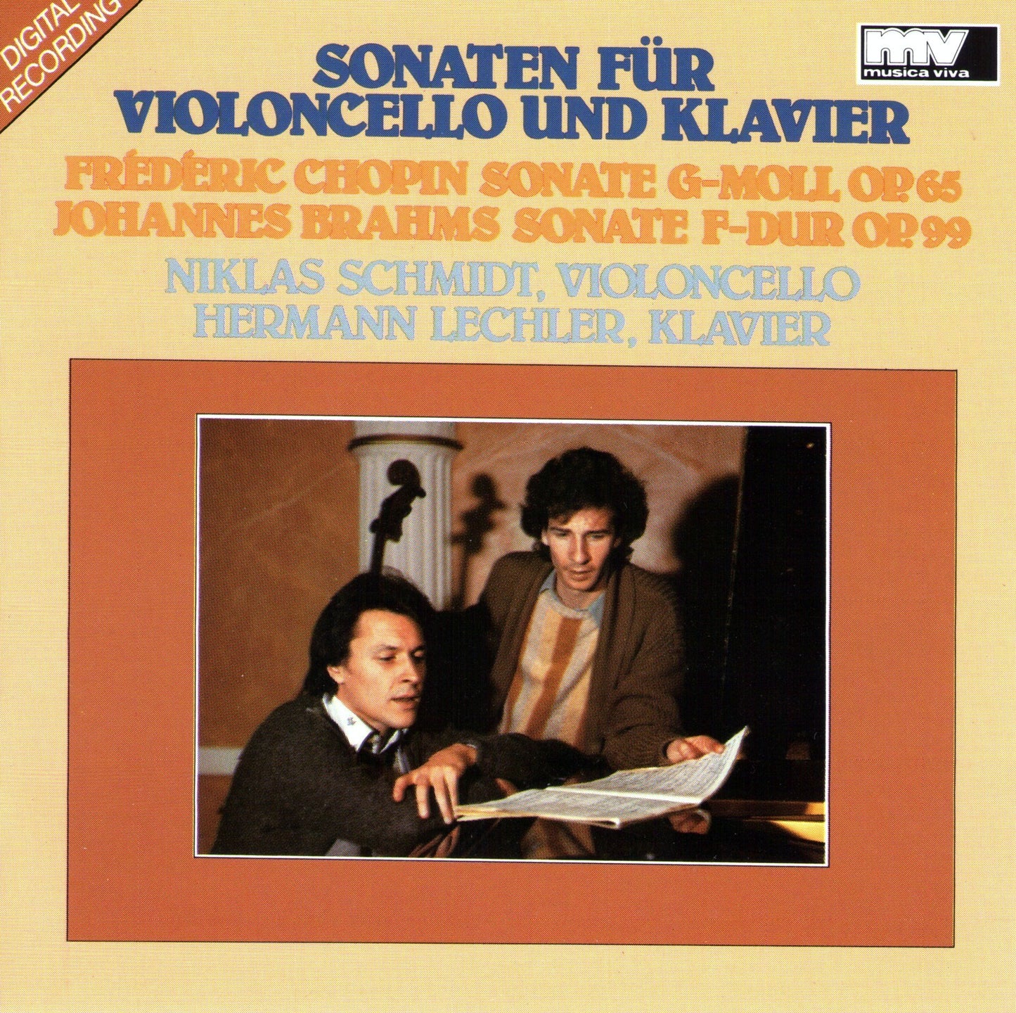 Brahms Cello Sonata No.2. Chopin Cello Sonata Op.65. (Niklas Schmidt Cello W.Hermann Lechler book cover