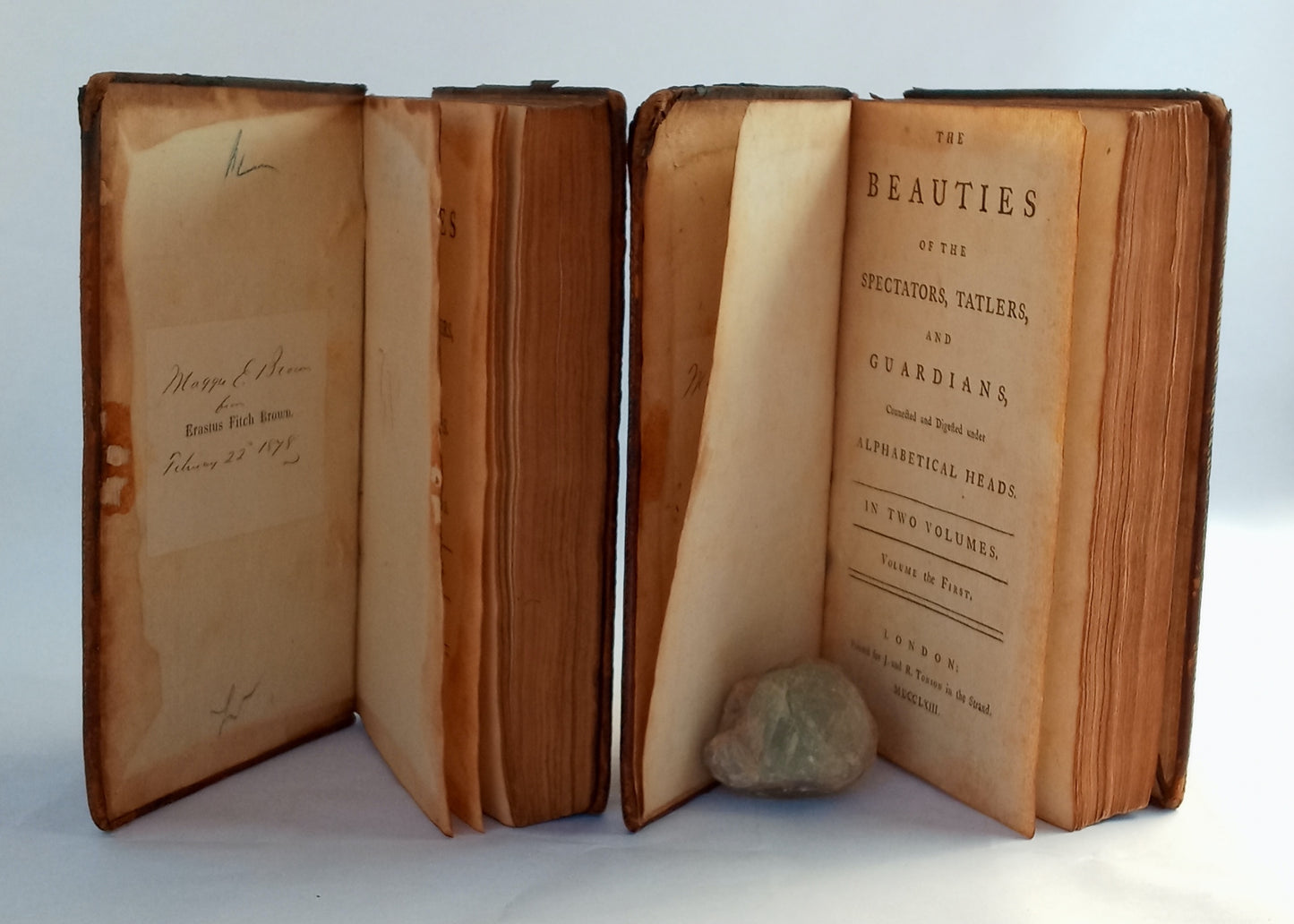 The Beauties of the Spectators, Tatlers, and Guardians, connected and digested under alphabetical heads. In two volumes. Volumes the first, and the second (I and II). book cover