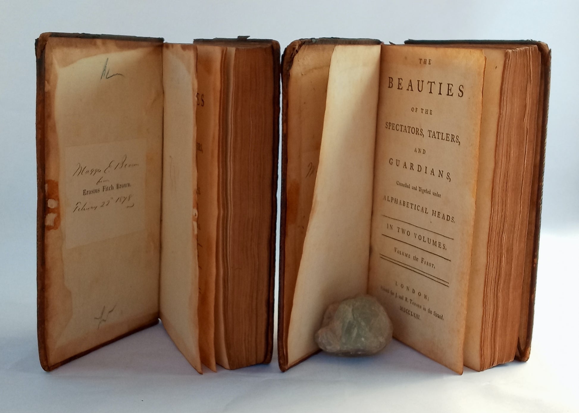 The Beauties of the Spectators, Tatlers, and Guardians, connected and digested under alphabetical heads. In two volumes. Volumes the first, and the second (I and II). book cover
