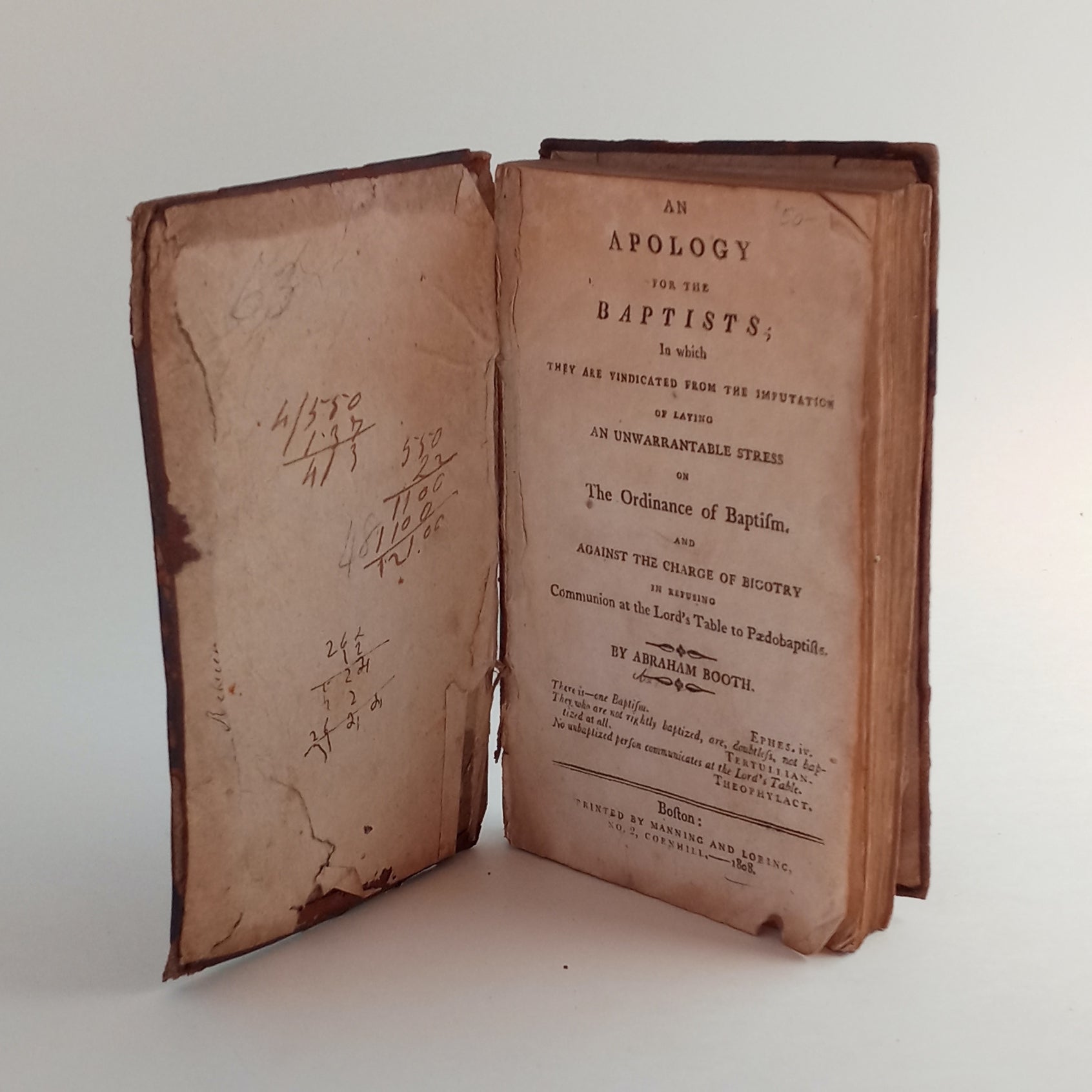 An Apology for the Baptists; in which they are vindicated from the imputation of laying an unwarrantable stress on the ordinance of baptism and against the charge of bigotry in refusing communion at the Lord's table to paedobaptists book cover