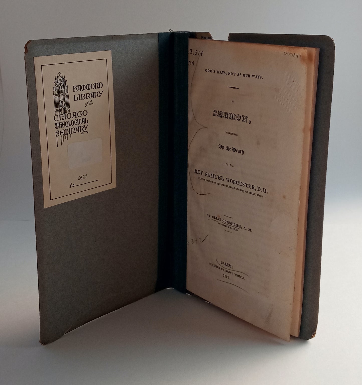 God's Ways, Not as Our Ways. A Sermon, Occasioned by the Death of the Rev. Samuel Worcester, D.D., senior pastor of the Tabernacle Church in Salem, Mass. book cover