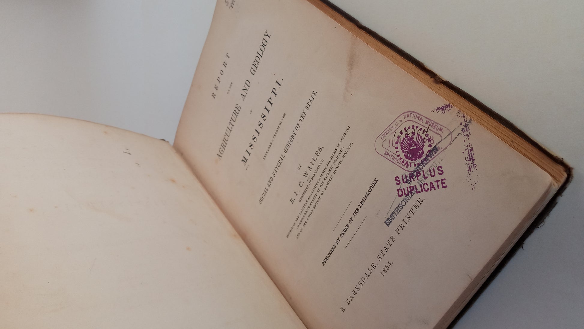 Report on the Agriculture and Geology of Mississippi. Embracing a sketch of the social and natural history of the state. book cover