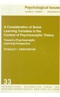 Consideration of Some Learning Variables in the Context of Psychoanalytic Theory book cover