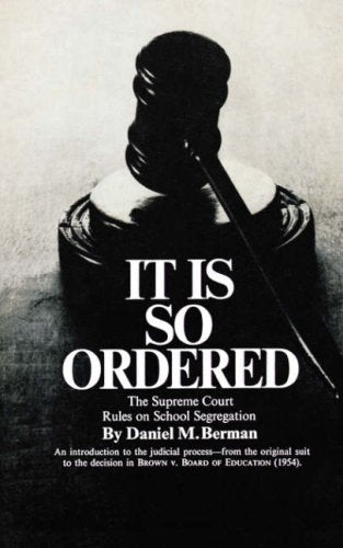 Berman it is So Ordered (Paper) by DM Berman (1-Apr-1966) Paperback book cover