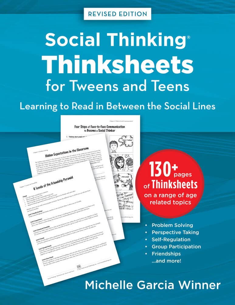 Social Thinking Worksheets for Tweens and Teens Learning to Read in-Between the Social Lines book cover