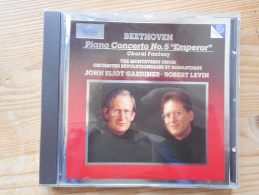 Beethoven: Piano Concerto No. 5 "Emperor" - Choral Fantasy / R. Levin, Gardiner book cover
