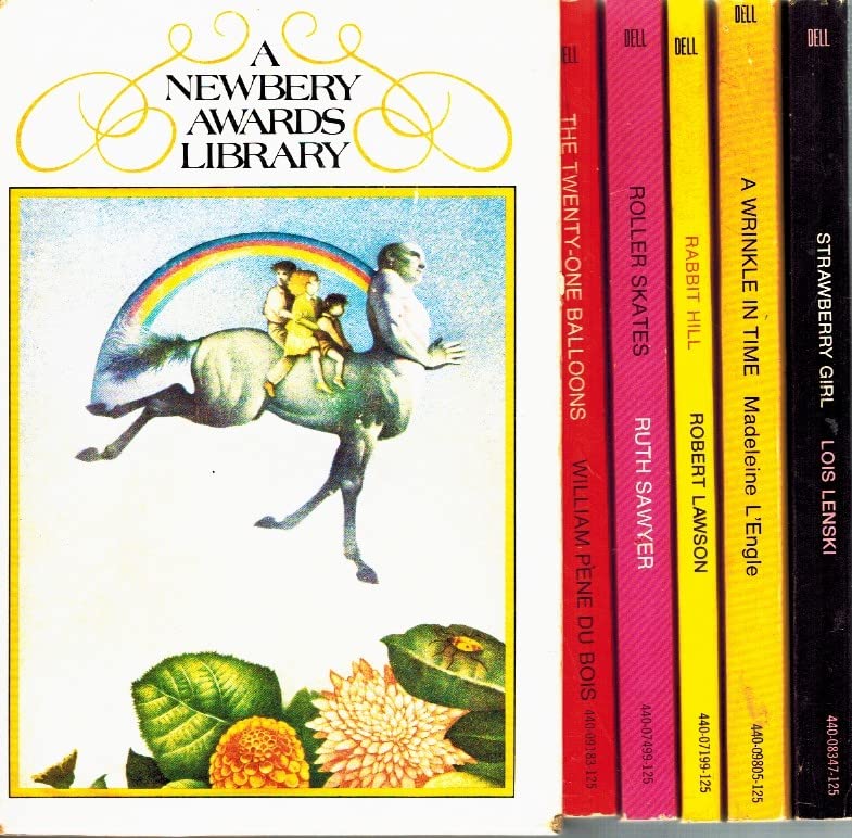 A Newberry Awards Library (Boxed Set of 5 books): The 21 Balloons, Strawbery Girl, A Wrinkle in Time, Roller Skates and Thimble Summer book cover