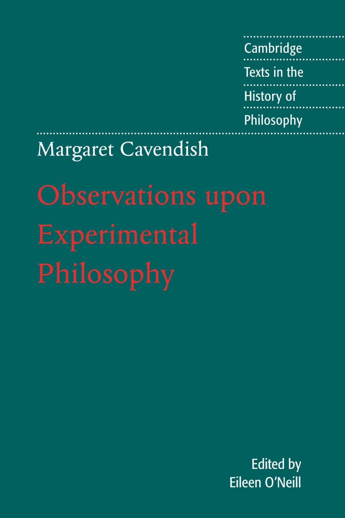 Margaret Cavendish: Observations Upon Experimental Philosophy book cover