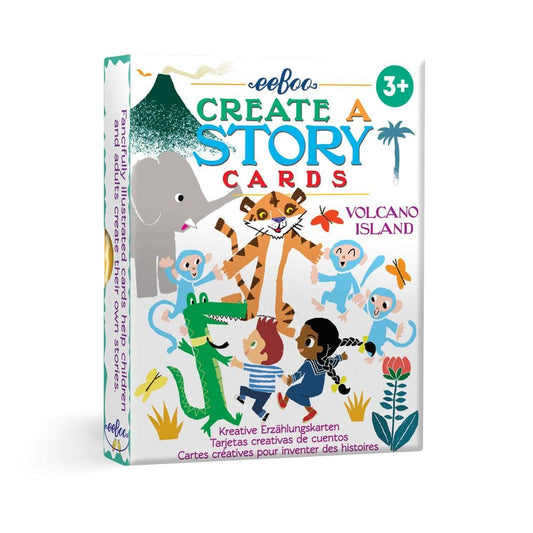 eeBoo: Create a Story Cards, Tell Me a Story, Volcano Island, 36 Cards Included in The Set, Encourages Imagination, Creativity and Story-Telling, for Ages 3 and up book cover
