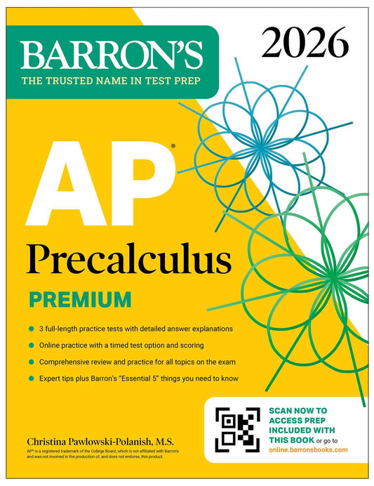AP Precalculus Premium, 2026: Prep Book with 3 Practice Tests + Comprehensive Review + Online Practice book cover