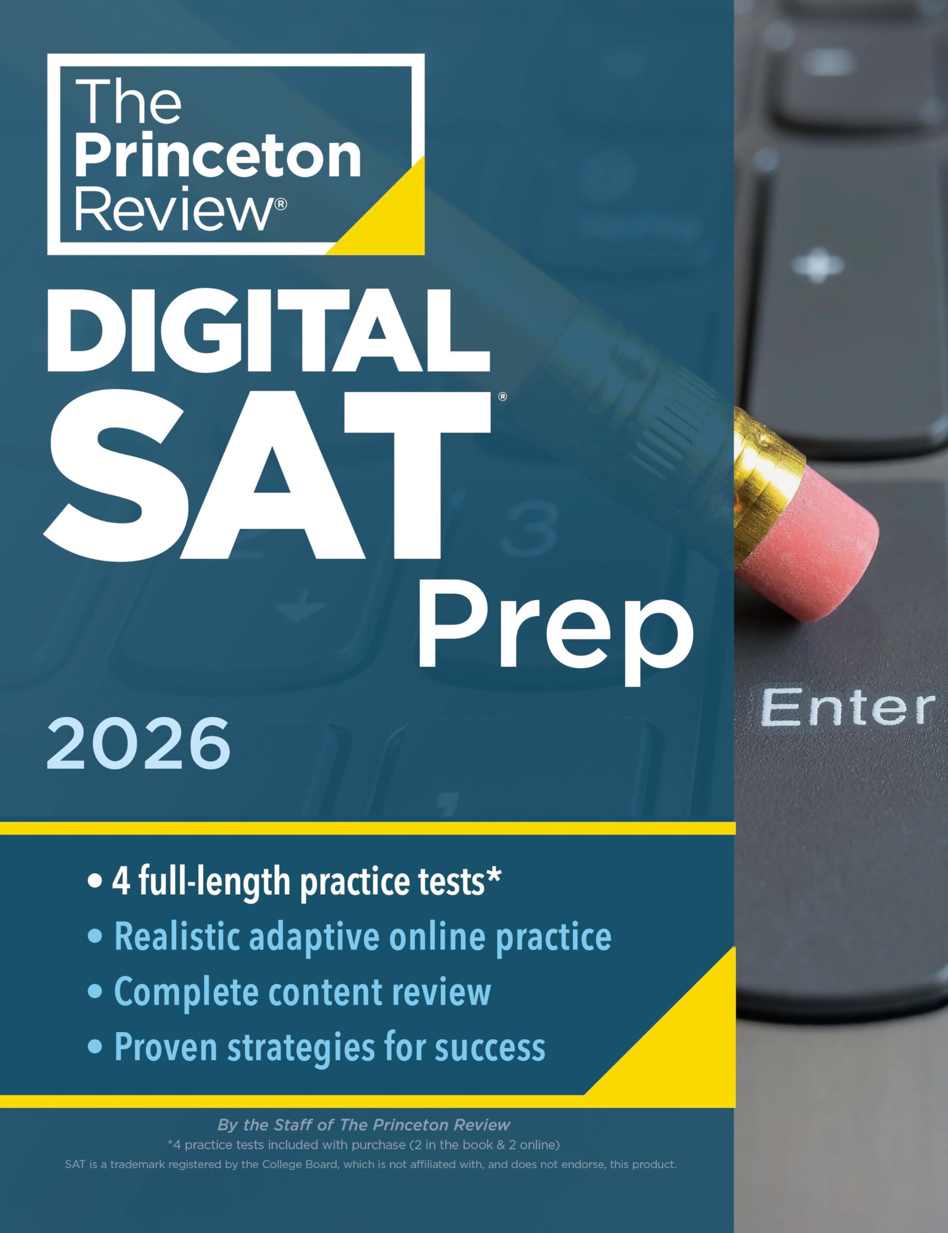 Princeton Review Digital SAT Prep, 2026: 4 Full-Length Practice Tests (2 in Book + 2 Adaptive Tests Online) + Review + Online Tools book cover