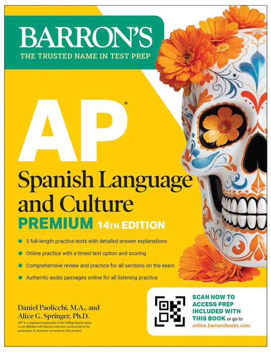 AP Spanish Language and Culture Premium, Fourteenth Edition: Prep Book with 5 Practice Tests + Comprehensive Review + Online Practice (2026) book cover