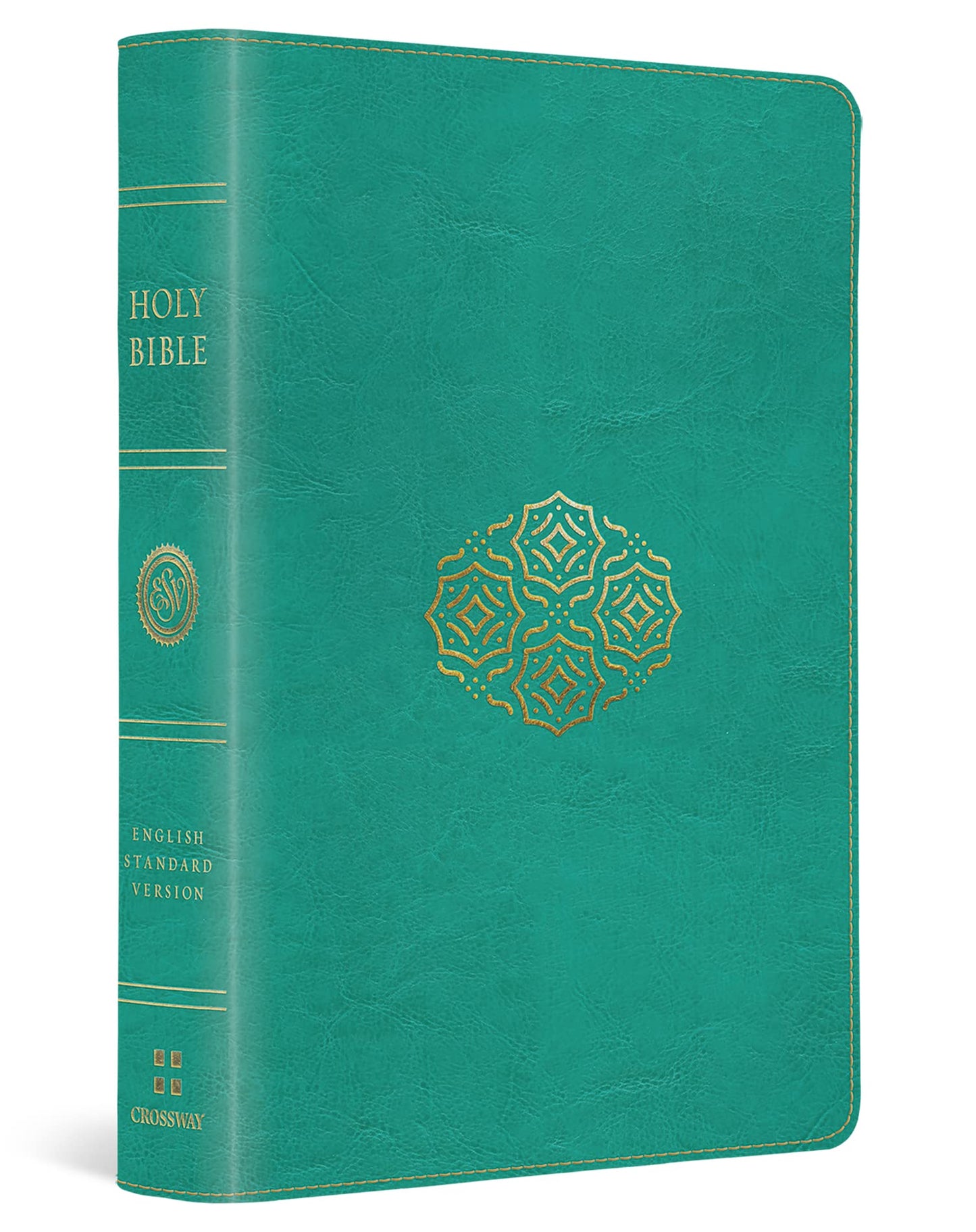 ESV Large Print Compact Bible (Trutone, Teal, Bouquet Design) book cover