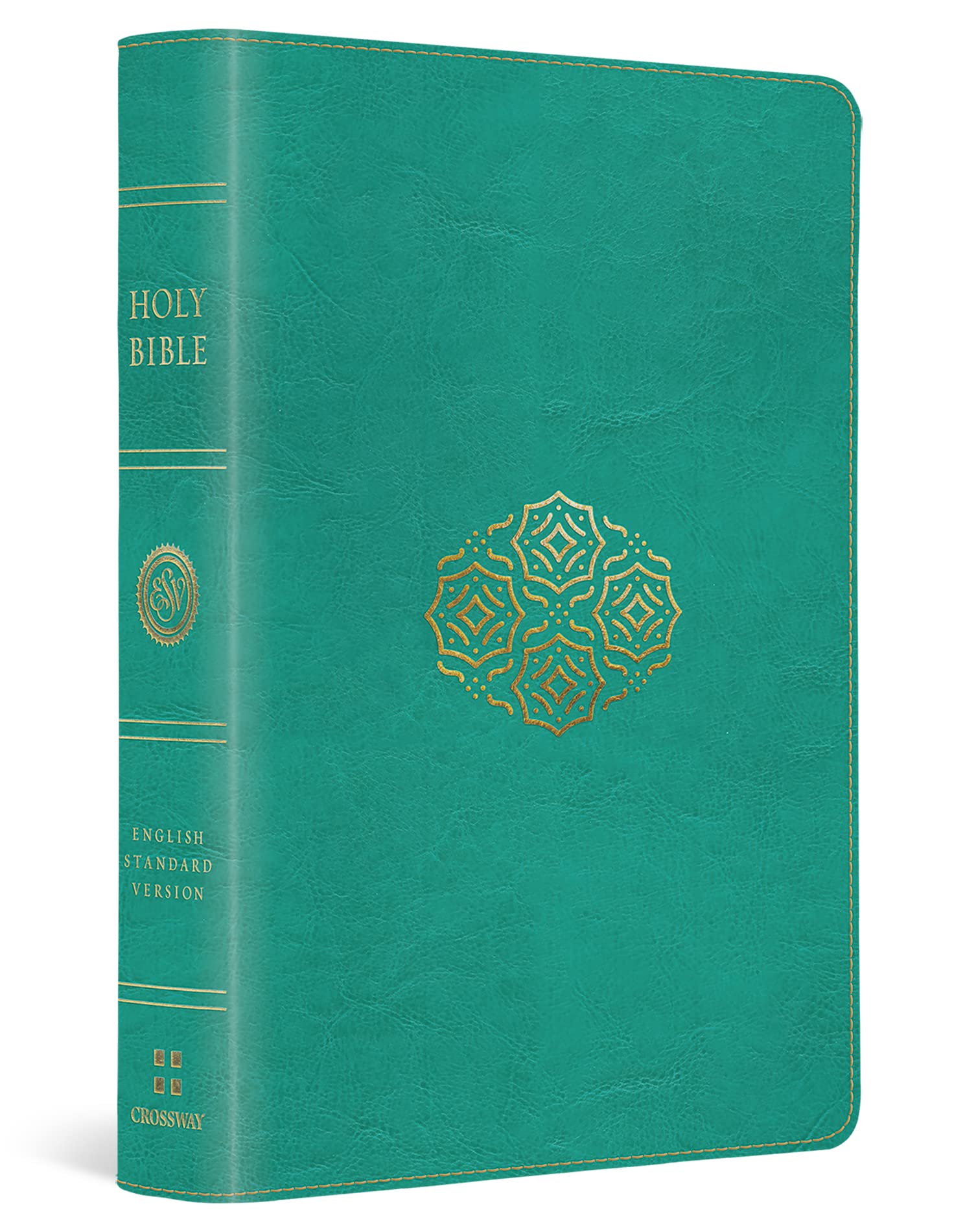 ESV Large Print Compact Bible (Trutone, Teal, Bouquet Design) book cover