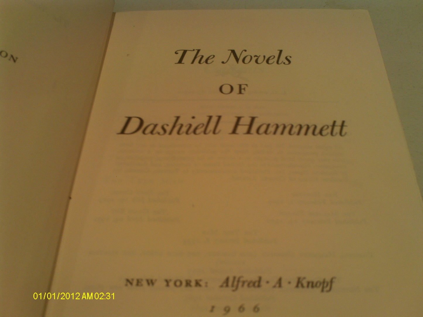 Novels Dashiell Hammett book cover