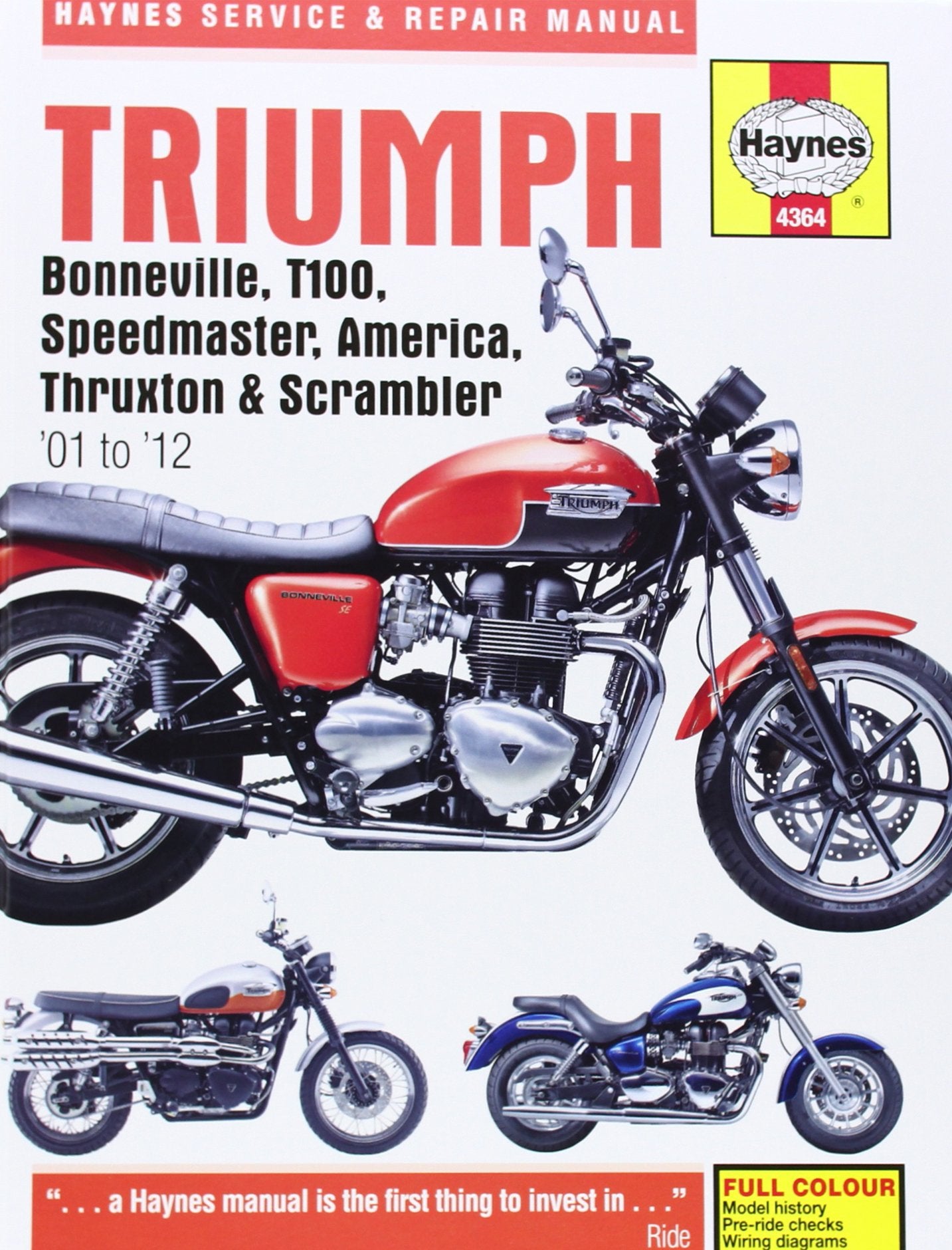 Haynes Triumph: Bonneville, T100, Speedmaster, America, Thruxton and Scrambler for '01 to '12 book cover