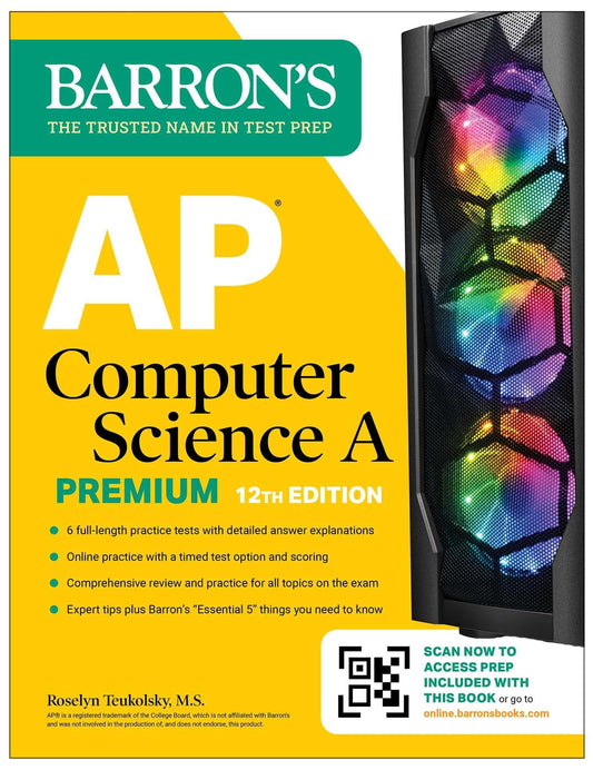 AP Computer Science a Premium, 2024: 6 Practice Tests + Comprehensive Review + Online Practice book cover