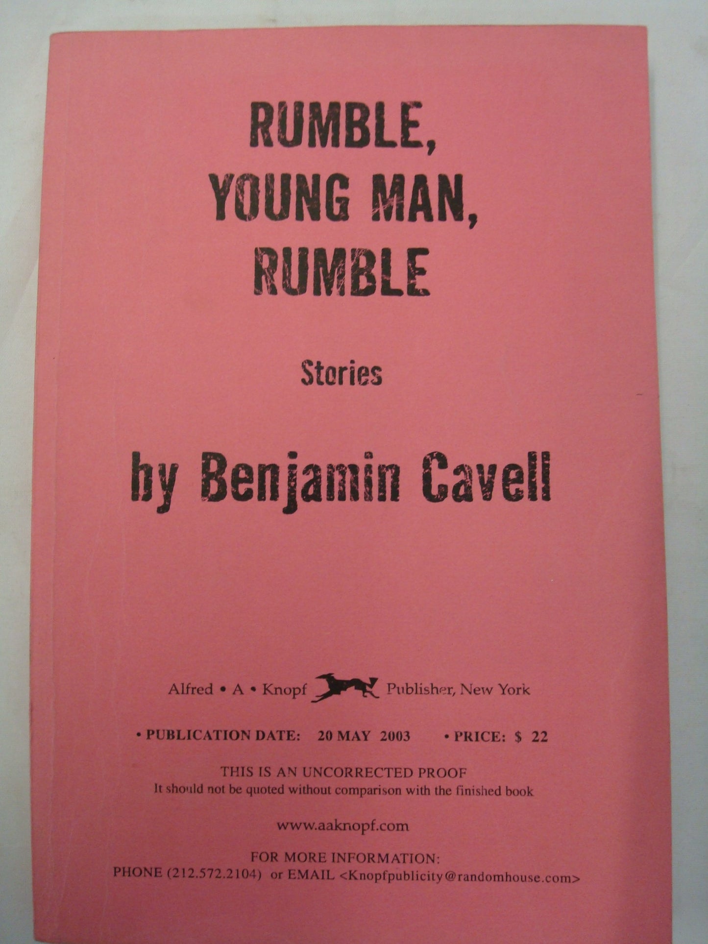 Rumble, Young Man, Rumble book cover
