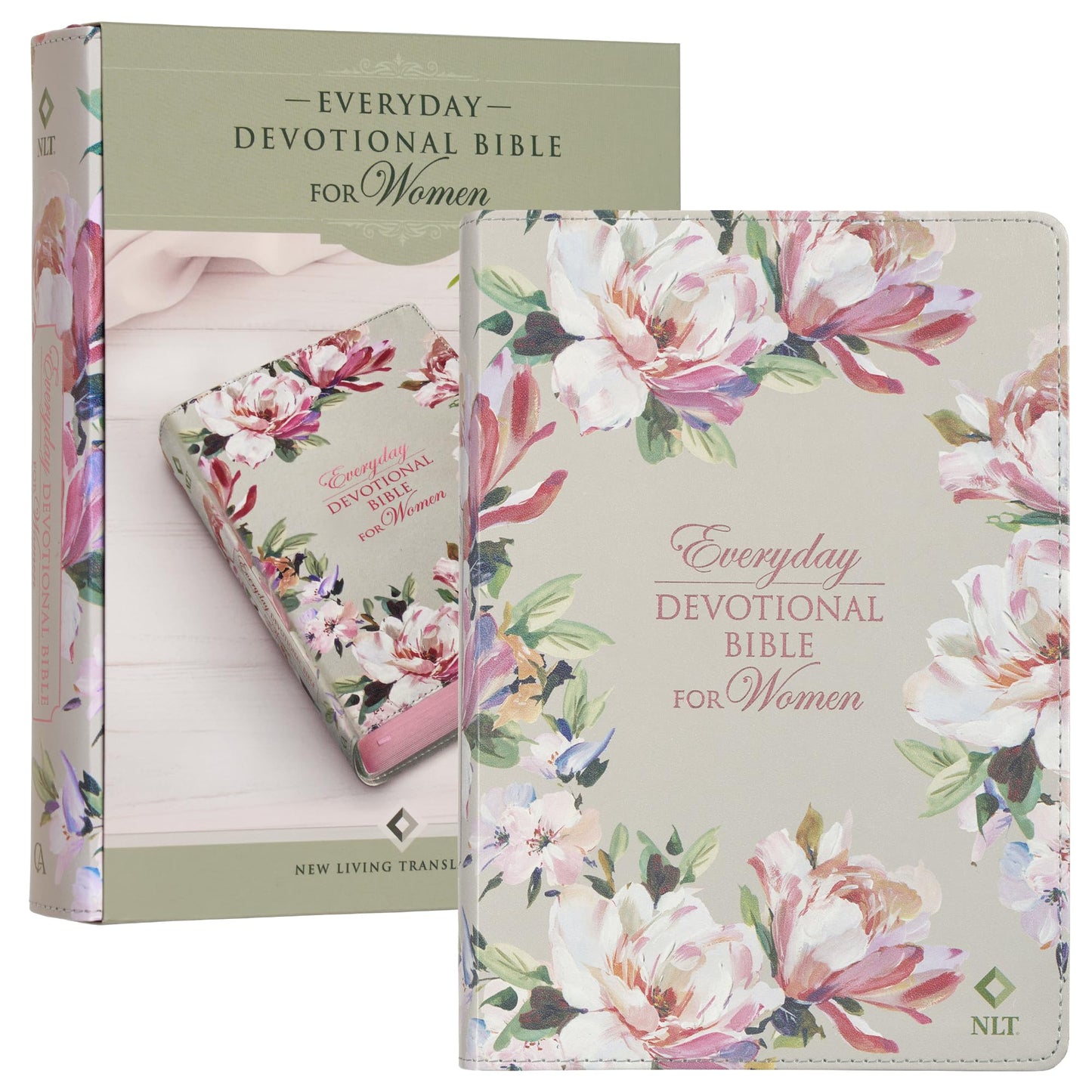 Devotional Bible NLT for Women (Faux Leather, Floral) book cover