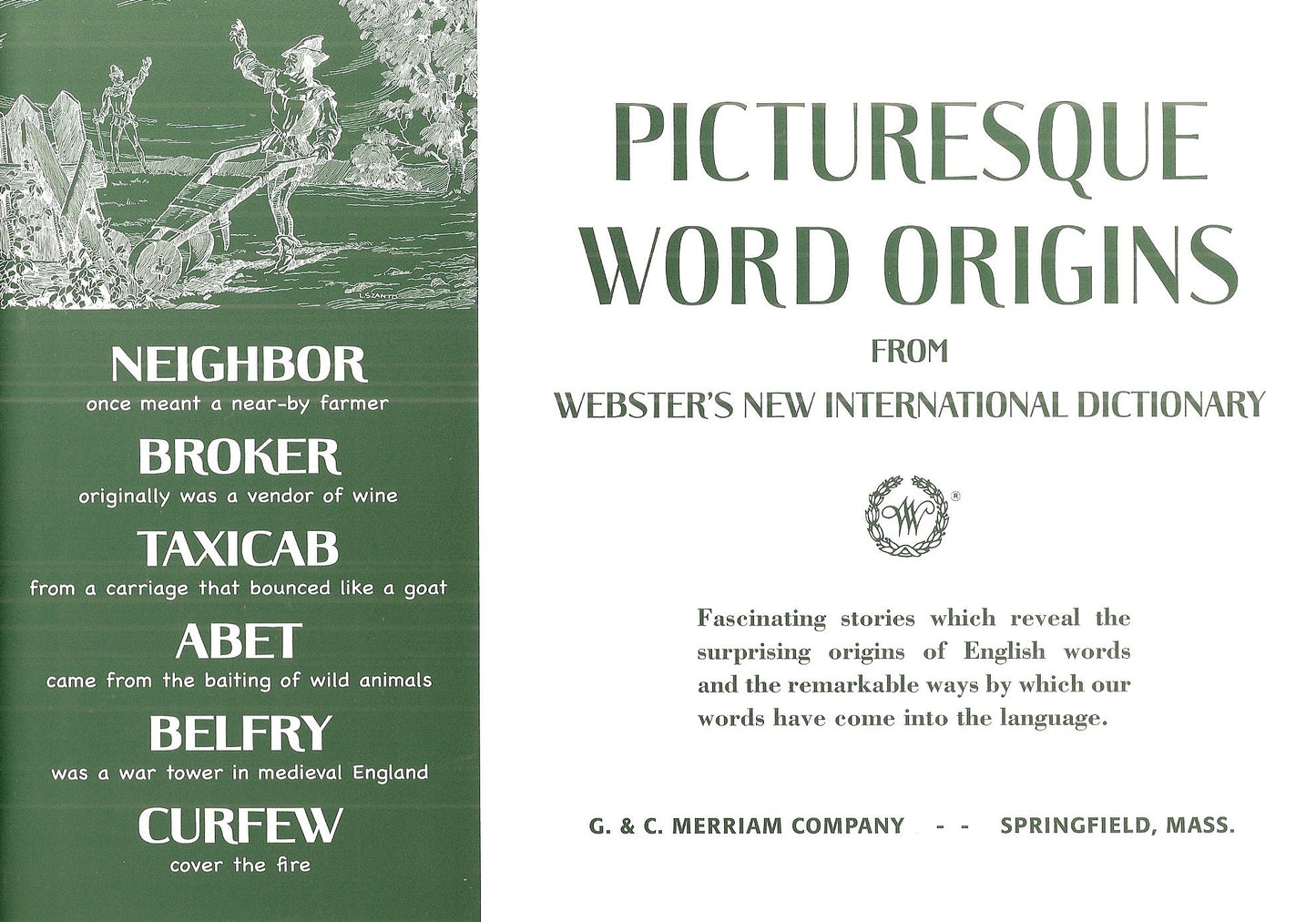 Picturesque Word Origins, from Webster's New International Dictionary book cover