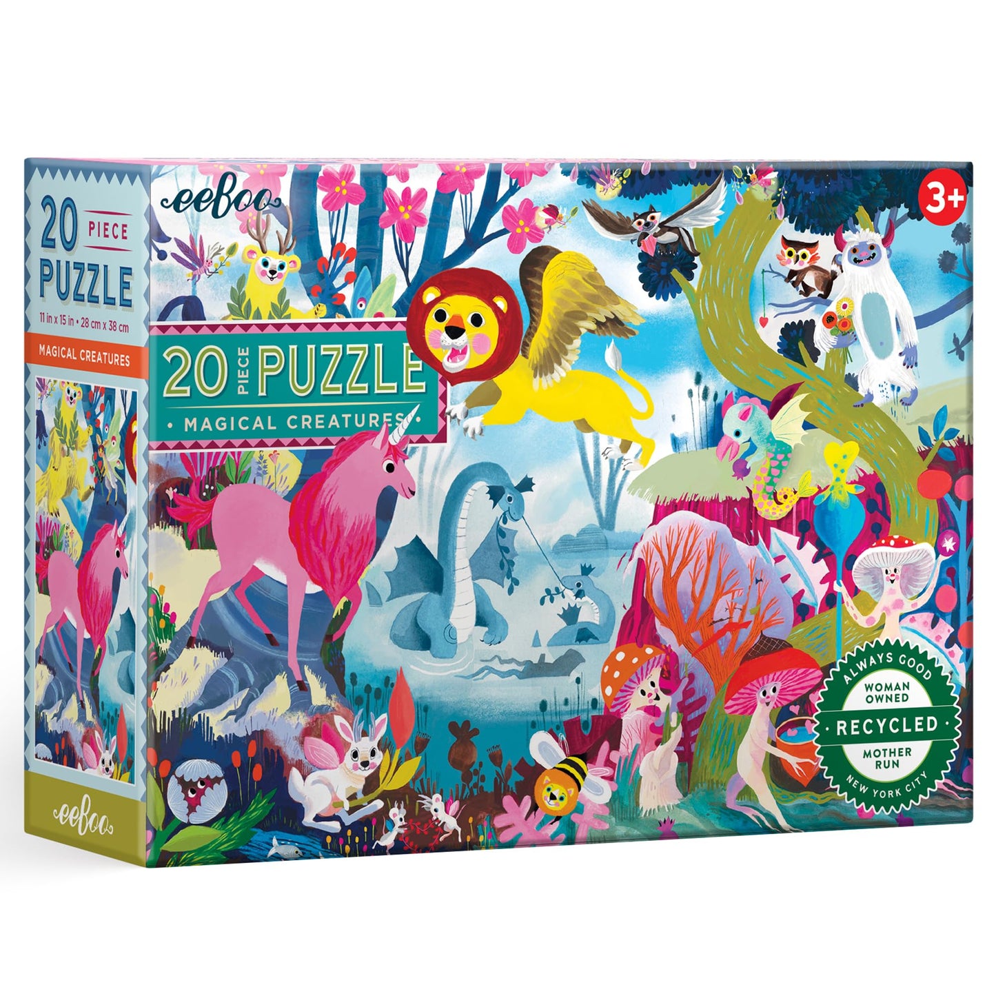 eeBoo: Magical Creatures - 20 Piece Puzzle - 15 x 11 Kids Jigsaw, Glossy Pieces, Preschool Puzzle, Ages 3+