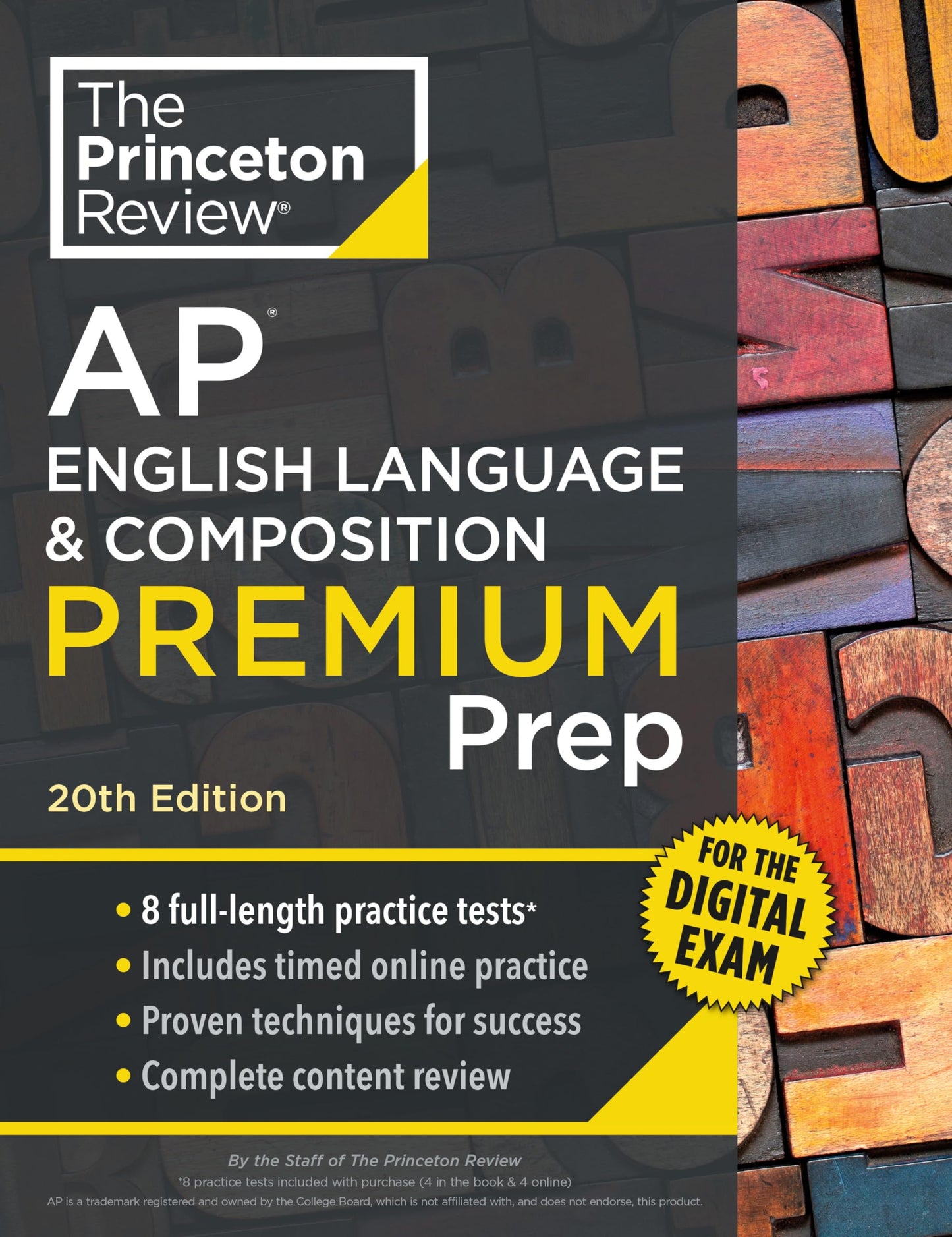 Princeton Review AP English Language & Composition Premium Prep, 20th Edition: 8 Practice Tests + Digital Practice Online + Content Review book cover