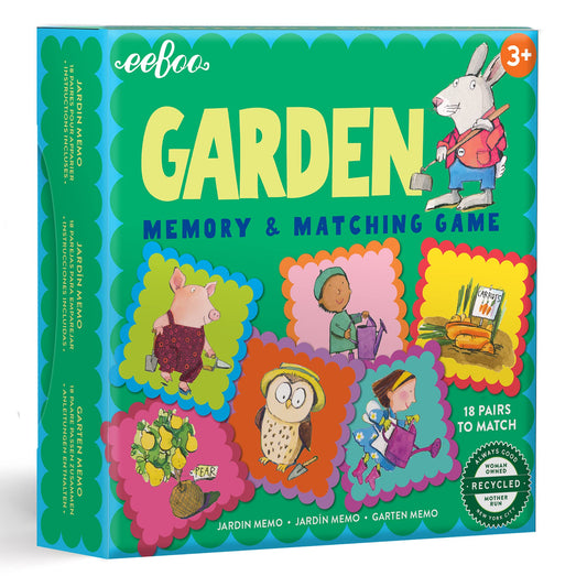 eeBoo: Garden Little Square Memory & Matching Game, Developmental and Educational Fun, 18 Pairs to Match, Builds Memory Skills, for Ages 3 and up