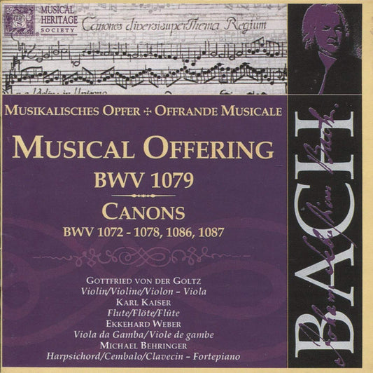 Bach: The Musical Offering, Canons BWV 1072-1078, 1086 & 1087