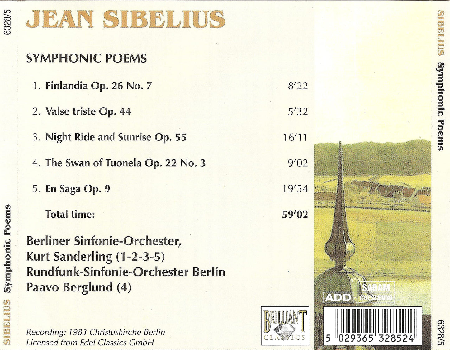 1-CD SIBELIUS - SYMPHONIC POEMS - BERLINER SINFONIE ORCHESTER / PAAVO BERGLUND