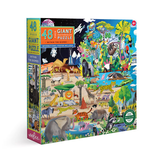 eeBoo: Within The Biomes 48 Piece Giant Jigsaw Puzzle for Kids, Multi, Aids in Development of Pattern, Shape, and Color Recognition, Offers Children a Challenge book cover