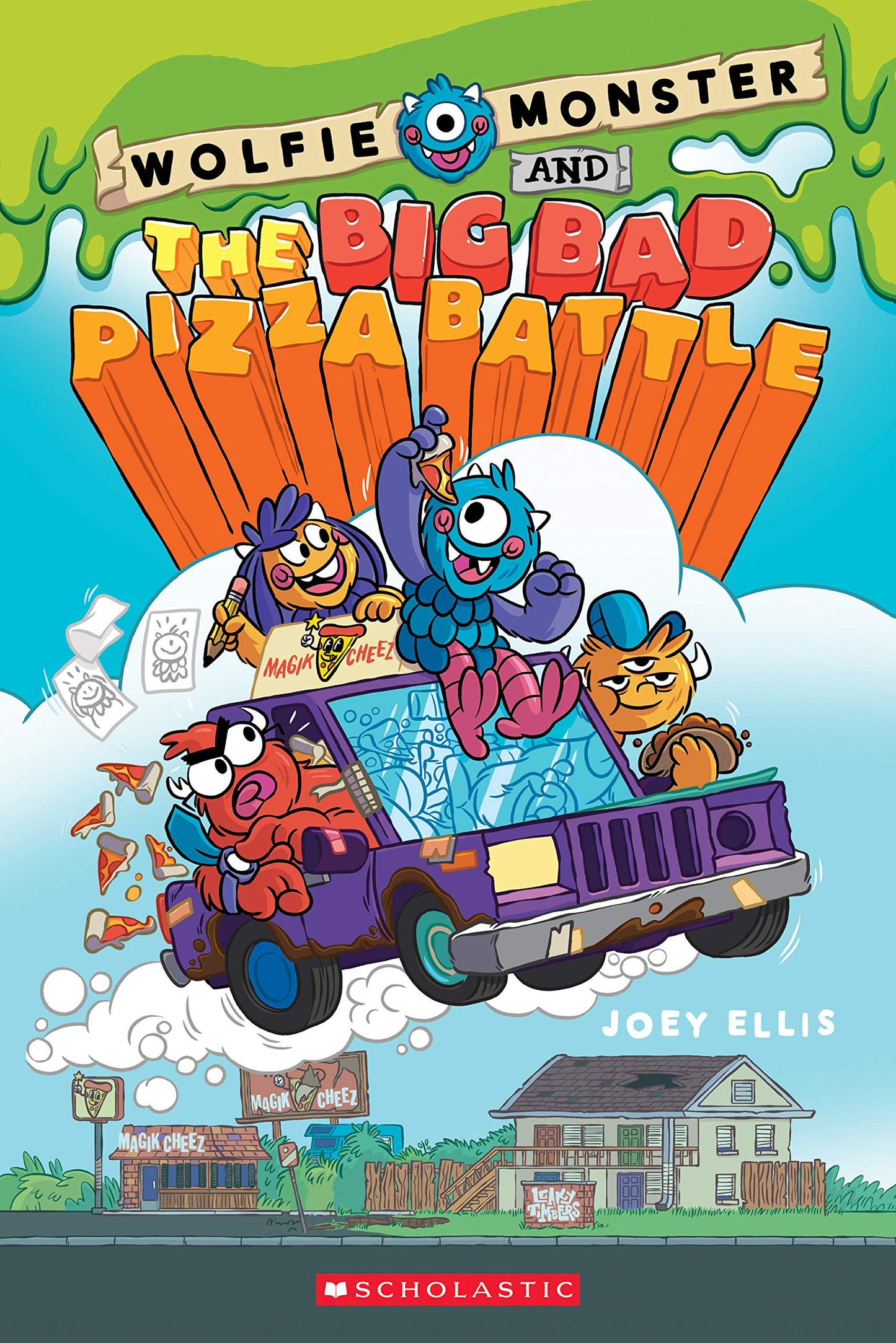 Wolfie Monster and the Big Bad Pizza Battle: A Graphic Novel book cover