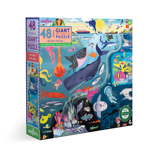 eeBoo: Within The Sea 48 Piece Giant Floor Jigsaw Puzzle, Observational Puzzle, Informational Poster Included, for Ages 4 and up