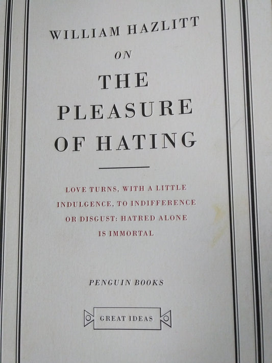 On the Pleasure of Hating book cover