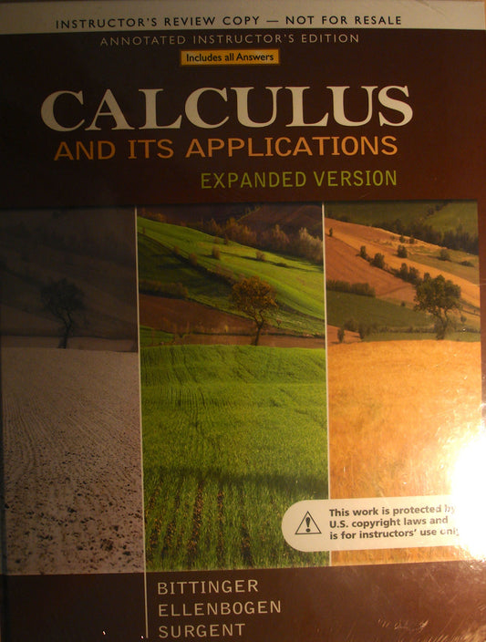 Calculus and Its Applications:Expanded Version: ANNOTATED INSTRUCTOR'S EDITION