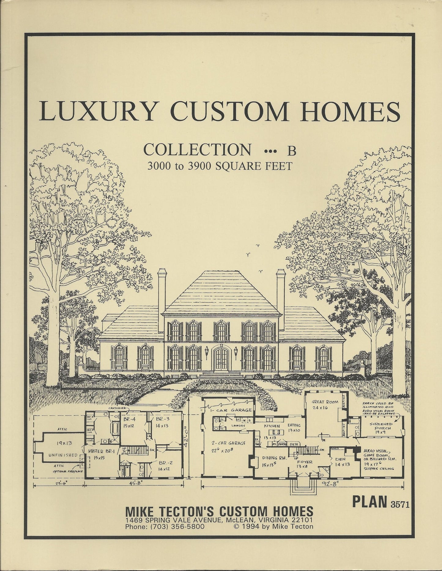 Luxury Custom Home: Collection B : 3,000 to 3,900 Square Feet : 104 Plans book cover