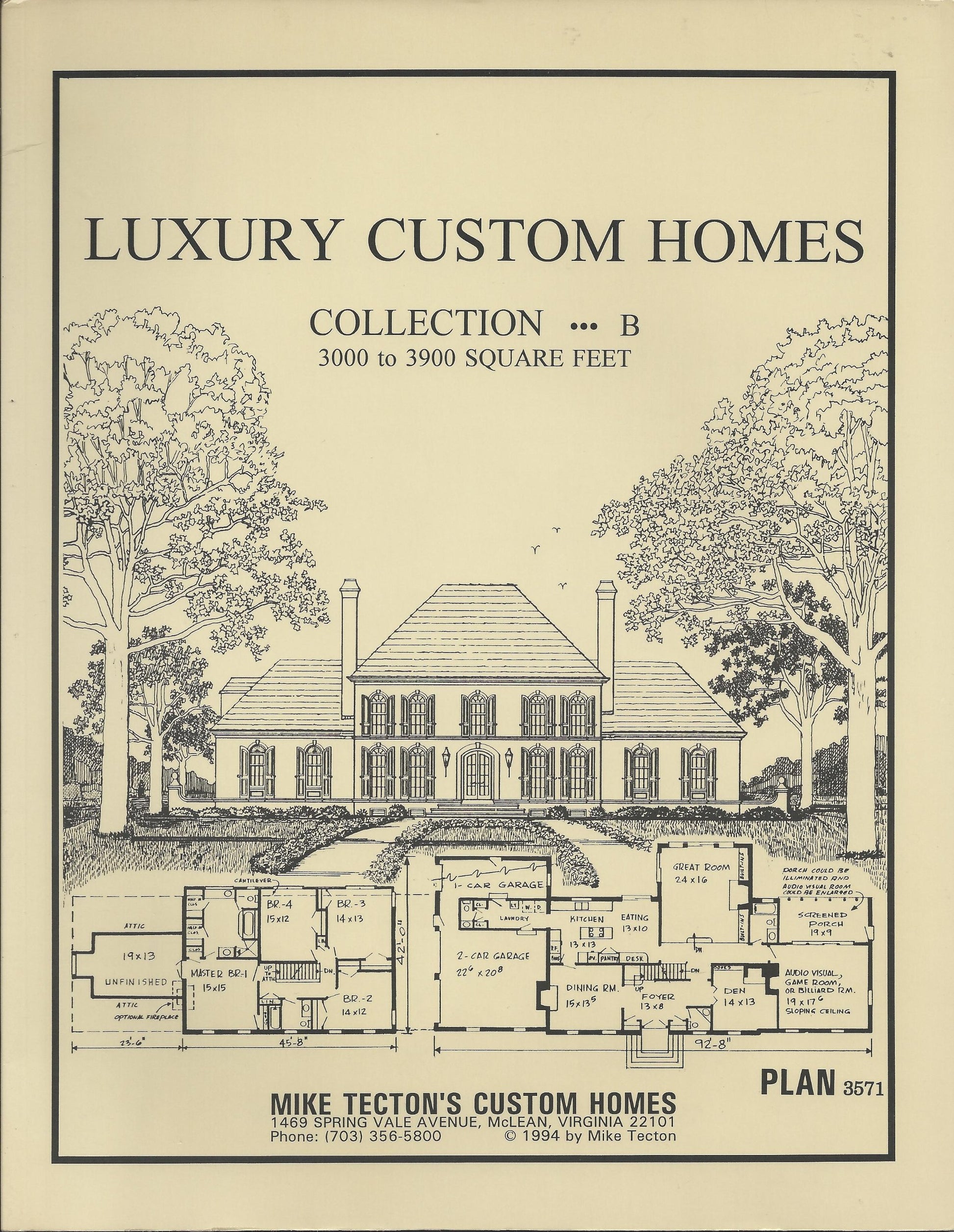 Luxury Custom Home: Collection B : 3,000 to 3,900 Square Feet : 104 Plans book cover